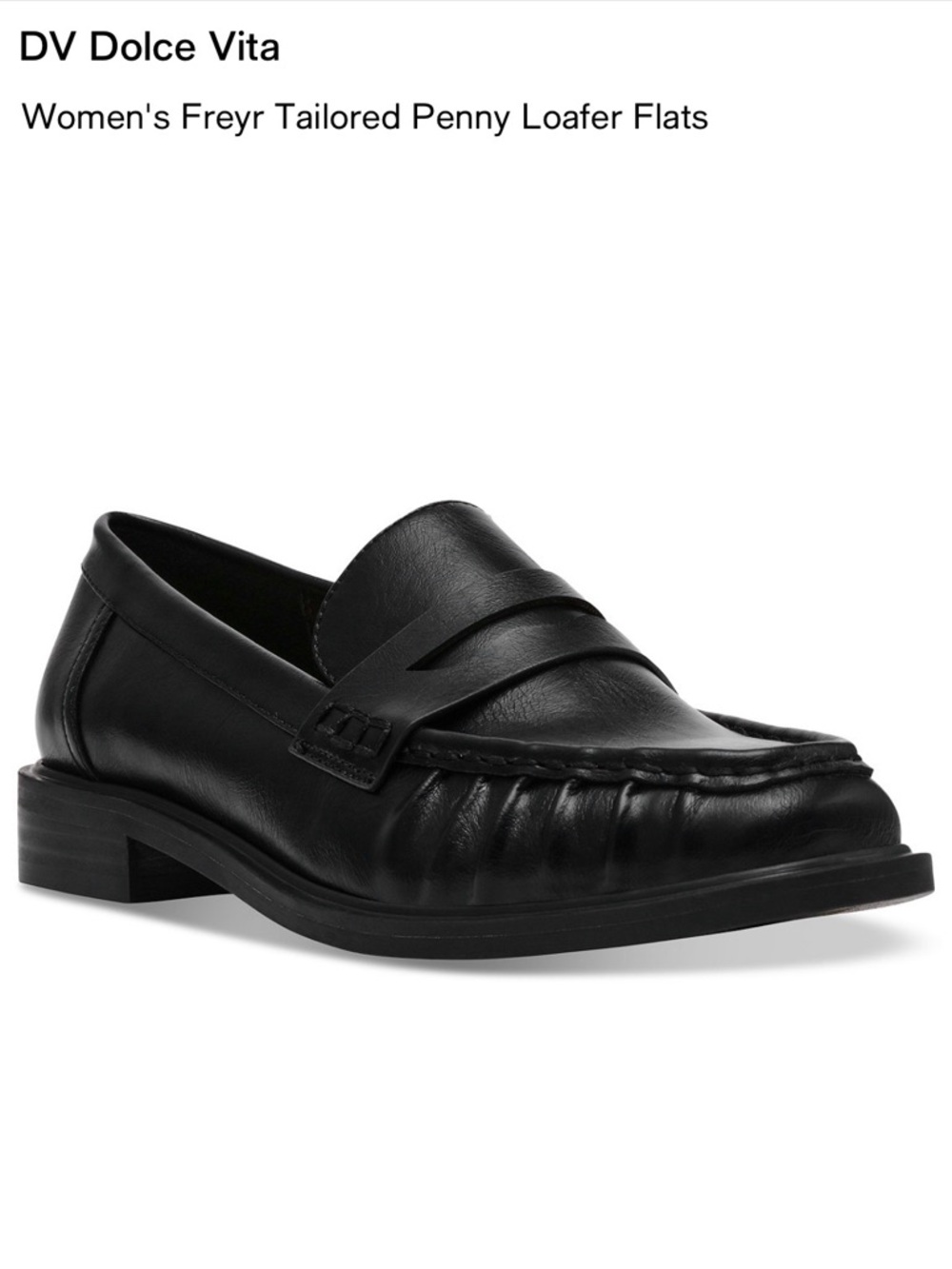DV by Dolce Vita Women’s  Black Leather Tailored Penny Loafers